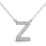 MELEK diamond initial pendant, letter Z, in white gold with pavé diamonds