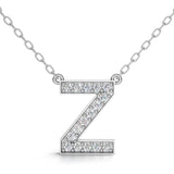 MELEK diamond initial pendant, letter Z, in white gold with pavé diamonds