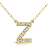 MELEK diamond initial pendant, letter Z, in yellow gold with pavé diamonds