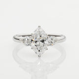 Marquise and Pear Three Stone Ring in 18ct White Gold