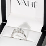 Marquise and Pear Three Stone Ring in 18ct White Gold