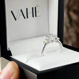 Marquise and Pear Three Stone Ring in 18ct White Gold