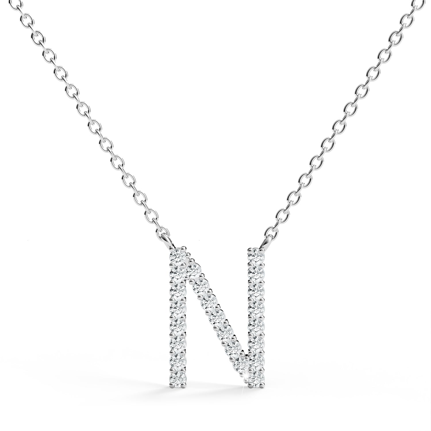 PENELOPE | Diamond Letter Pendant in 9ct White Gold (A-Z)
