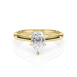 NOVA | Cathedral Solitaire Pear Shape Diamond Ring in Yellow Gold
