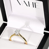 NOVA | Cathedral Solitaire Pear Shape Diamond Ring in Yellow & White Gold