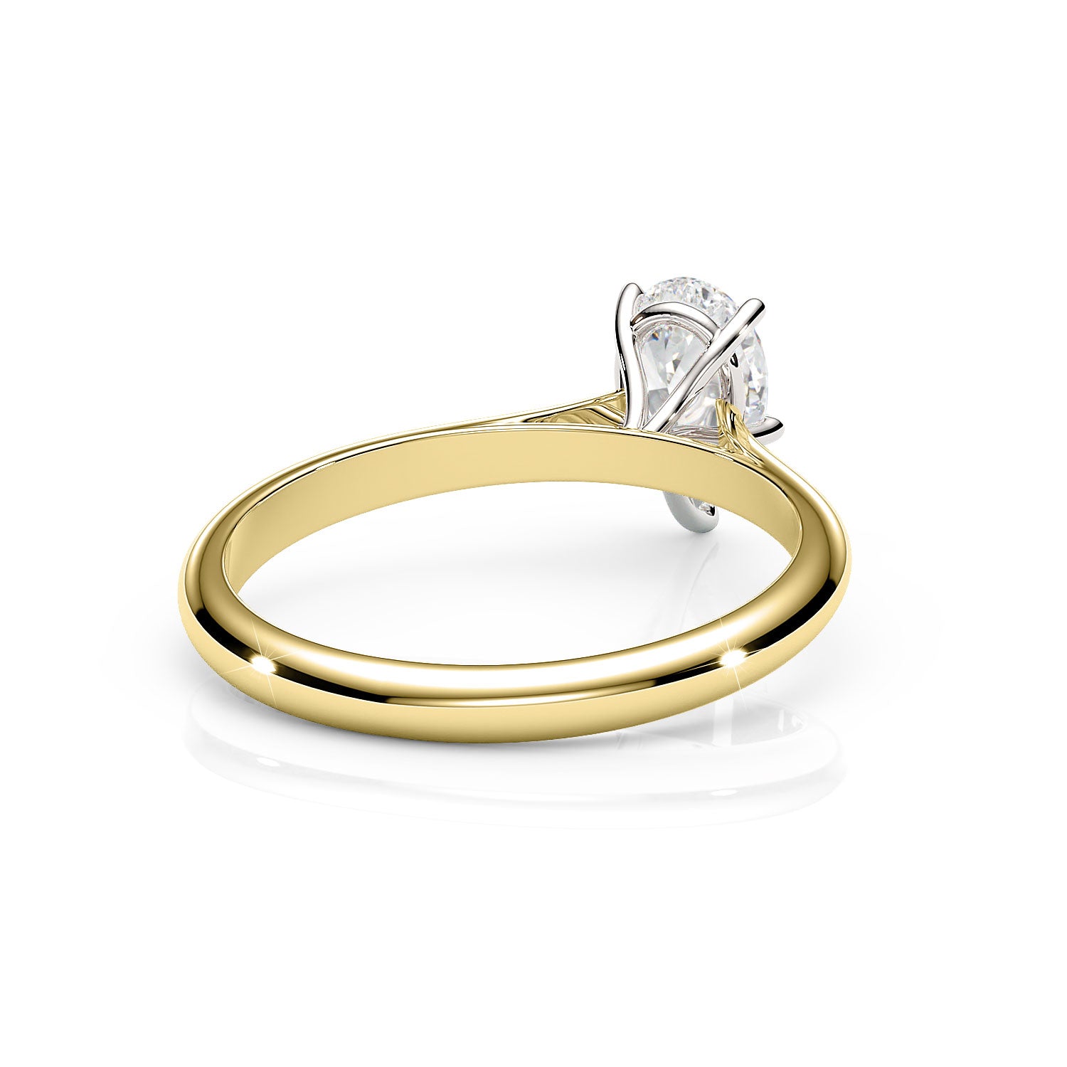 Gold ring with a diamond on a white background