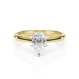 NOVA | Cathedral Solitaire Pear Shape Diamond Ring in Yellow & White Gold
