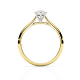 Gold ring with a diamond on a white background