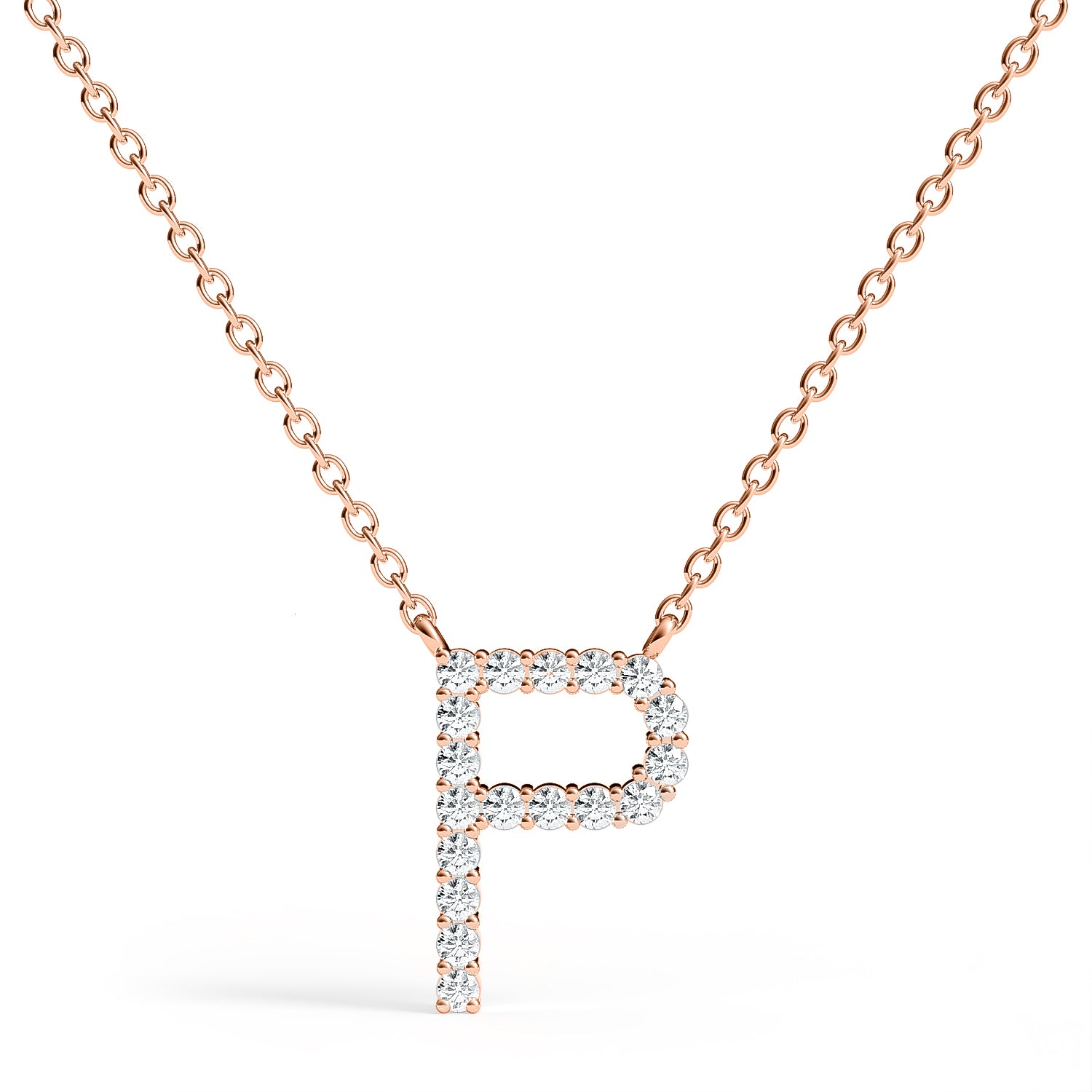 PENELOPE | Diamond Letter Pendant in 9ct Rose Gold (A-Z)