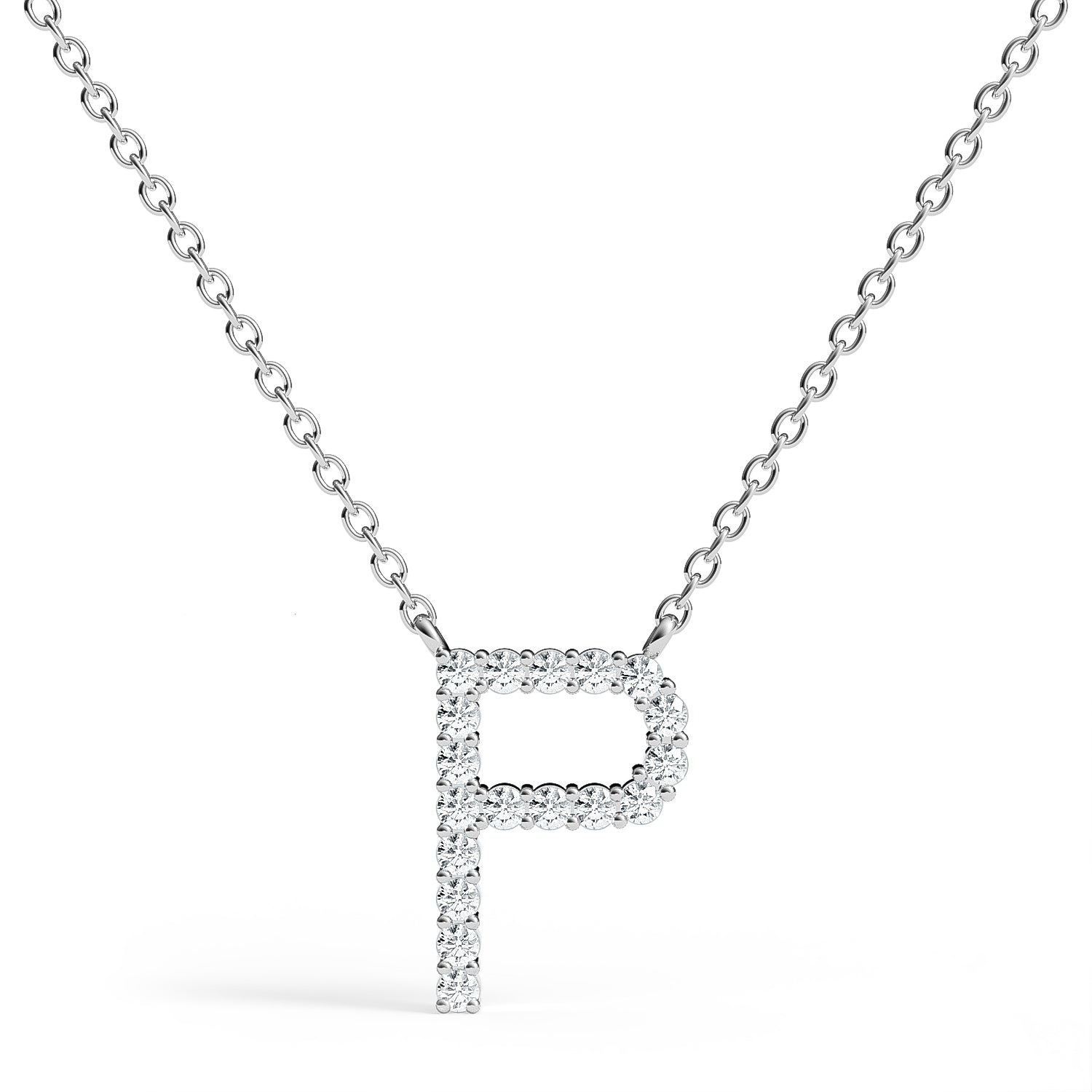 PENELOPE | Diamond Letter Pendant in 9ct White Gold (A-Z)