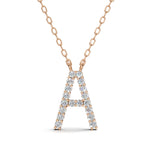PENELOPE diamond initial pendant, letter A, rose gold