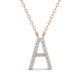 PENELOPE diamond initial pendant, letter A, rose gold