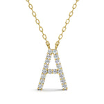 PENELOPE diamond initial pendant, letter A, yellow gold