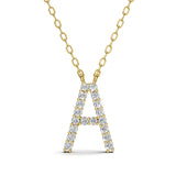 PENELOPE diamond initial pendant, letter A, yellow gold