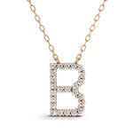 PENELOPE diamond initial pendant, letter B, rose gold