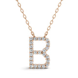 PENELOPE diamond initial pendant, letter B, rose gold