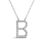 PENELOPE diamond initial pendant, letter B, white gold
