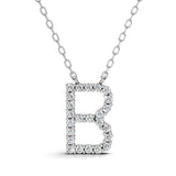 PENELOPE diamond initial pendant, letter B, white gold