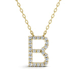 PENELOPE diamond initial pendant, letter B, yellow gold