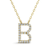 PENELOPE diamond initial pendant, letter B, yellow gold