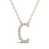 PENELOPE diamond initial pendant, letter C, rose gold