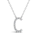 PENELOPE diamond initial pendant, letter C, white gold