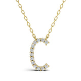 PENELOPE diamond initial pendant, letter C, yellow gold