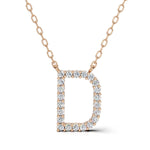 PENELOPE diamond initial pendant, letter D, rose gold