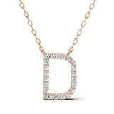 PENELOPE diamond initial pendant, letter D, rose gold