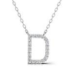 PENELOPE diamond initial pendant, letter D, white gold