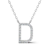 PENELOPE diamond initial pendant, letter D, white gold
