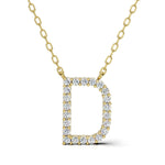 PENELOPE diamond initial pendant, letter D, yellow gold