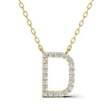 PENELOPE diamond initial pendant, letter D, yellow gold