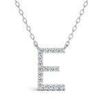 PENELOPE diamond initial pendant, letter E, white gold