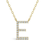 PENELOPE diamond initial pendant, letter E, yellow gold