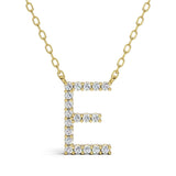 PENELOPE diamond initial pendant, letter E, yellow gold
