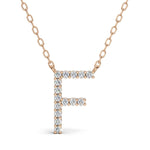 PENELOPE diamond initial pendant, letter F, rose gold