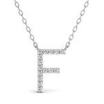PENELOPE diamond initial pendant, letter F, white gold