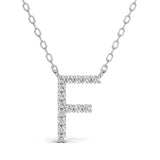 PENELOPE diamond initial pendant, letter F, white gold