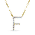 PENELOPE diamond initial pendant, letter F, yellow gold