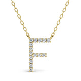 PENELOPE diamond initial pendant, letter F, yellow gold