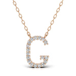 PENELOPE diamond initial pendant, letter G, rose gold