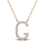 PENELOPE diamond initial pendant, letter G, rose gold