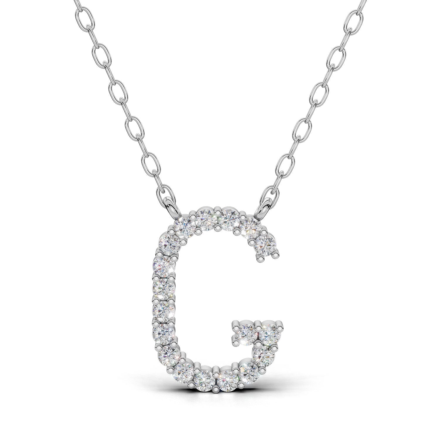 PENELOPE diamond initial pendant, letter G, white gold