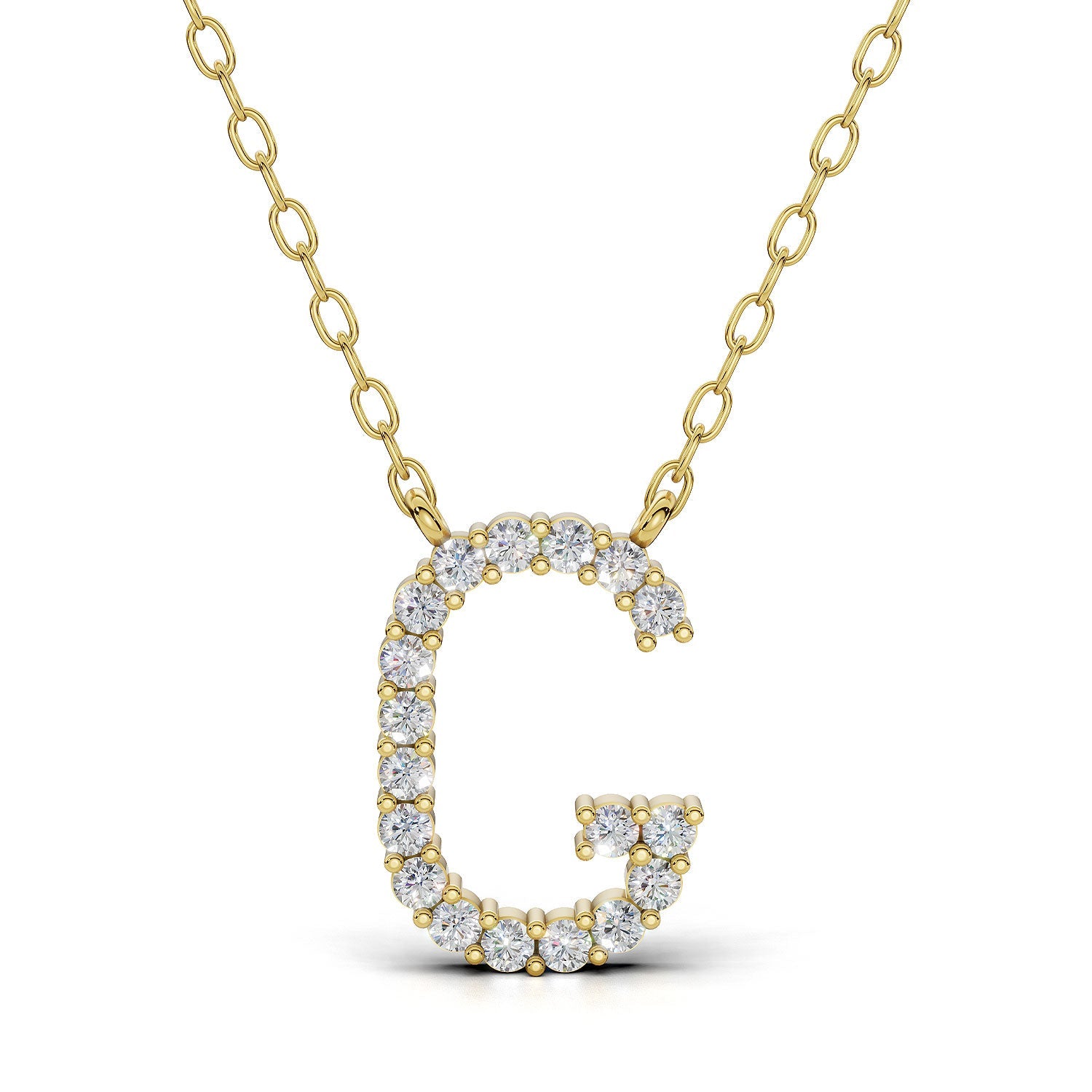 PENELOPE diamond initial pendant, letter G, yellow gold