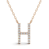 PENELOPE diamond initial pendant, letter H, rose gold