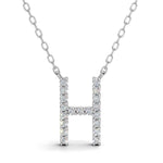PENELOPE diamond initial pendant, letter H, white gold