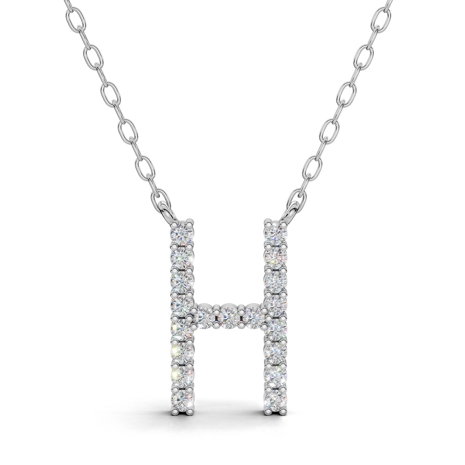 PENELOPE diamond initial pendant, letter H, white gold