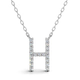PENELOPE diamond initial pendant, letter H, white gold