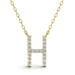 PENELOPE diamond initial pendant, letter H, yellow gold